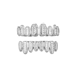 Grelhas dentais de princesa, alta qualidade, corte de princesa, diamantes de zircão, opala, dentes pré-montados, ouro <span class=keywords><strong>real</strong></span>, grelha - Product Image 6