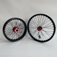 Ensemble de jantes à rayons courbés, moyeu rouge, rayons noirs pour Surron Light Bee tout-terrain, avant 19 1.4, arrière 16 2.15, sans pneu