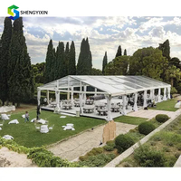 Tente de Mariage de Luxe Transparente 10x20m, Tente de Réception Extérieure avec Structure en Aluminium et Toit en PVC Transparent pour Événements, 200-500 Invités, Expositions, etc.