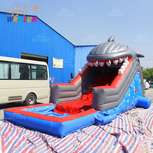 Tobogán de agua inflable de PVC con temática de tiburón seco comercial personalizado con color/tamaño/logotipo personalizable para uso en exteriores - Product Image 4