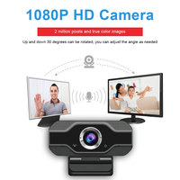 Kamera Web USB 2MP HD Auto Focus 30FPS dengan Mikrofon Bawaan untuk Rapat Video dan Siaran Langsung 1080P