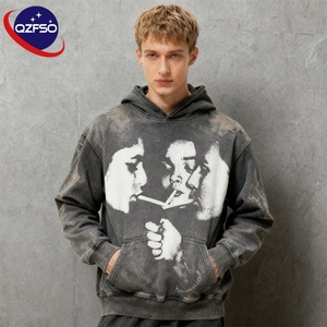 Fabricant ODM personnalisé de vêtements streetwear surdimensionnés en polyester/coton lourd 240 g/m² avec impression sérigraphique vintage vieillie - Product Image 1
