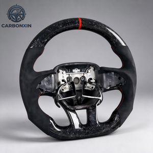 Volant sport en cuir chauffant de couleur rouge personnalisé avec fibre de carbone et LED pour Dodge Charger GT Challenger SRT Durango 2023 2019 - Product Image 4