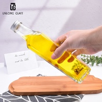 OEM 250 ml bouteille vide en verre d'huile d'olive pour la cuisine sauce soja distributeur de vinaigre cruet d'olive avec couvercle