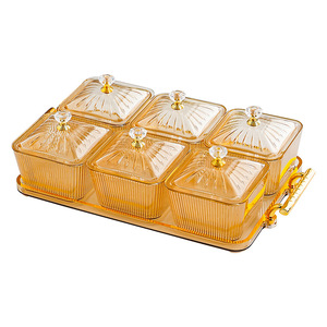 Plateau à fruits avec couvercle, 4 à 7 compartiments, rectangulaire, type conteneur alimentaire sur pied, pour la maison, le salon, les collations, les noix, l'heure du thé - Product Image 3