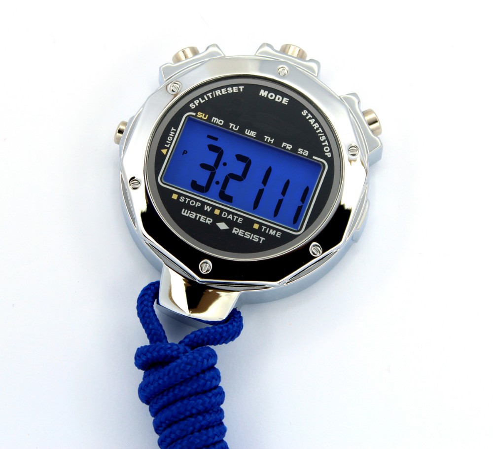 Цифровой светодиодный Секундомер EMAF, большой металлический Секундомер с подсветкой, водонепроницаемость 74*64*16 мм, Секундомер с подсветкой 1/100 секунд для занятий спортом