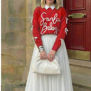 In Stock Santa Baby Red Sweater for Christmas Celebration and Family Dinner Reliable Soft Texture Knitted Pullover <strong>Jumper</strong> - Product Image 1