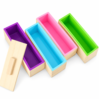 Moule à gâteau en silicone rectangulaire avec cadre en bois, moules à gâteau réutilisables pour la cuisson du pain et des desserts, logo personnalisé OEM