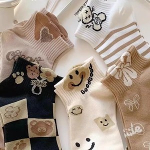 Cute Cartoon Bear Ankle Socks Women Spring Summer Thin Style Anti Bacterial Sweat Absorbing Casual Boat Socks - Product Image 5