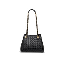 Neue modische gewebte Umhängetasche für Damen, einzelne Schultertasche, Unterarmtasche, Bucket Bag mit Kette, tragbare Damen-Clutch