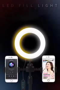 Lampe annulaire LED portable de 6 pouces avec double pince pour téléphone portable, lampe de bureau pour selfie, diffusion en direct, enregistrement de vlog, support réglable - Product Image 3