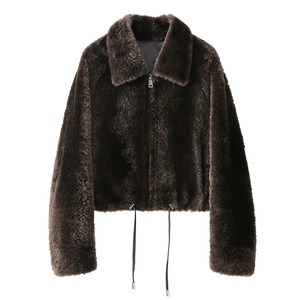 Manteau court décontracté en fourrure pour femme, élégant, en véritable peau de mouton et fourrure d'agneau - Product Image 3