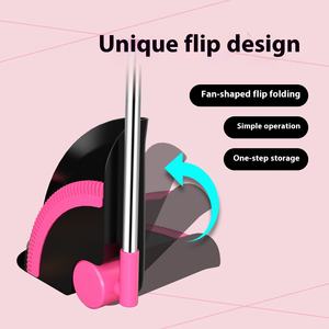 Новинка 2026: Складные пластиковые метла и совок KD, экономия места, с длинной ручкой, самоочищающийся набор для уборки пола - Product Image 5