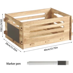 Cesta porta dischi in legno rustica, contenitore per casa e ufficio, organizer a cubo per dischi, stile rustico, staccabile, per <span class=keywords><strong>frutta</strong></span> e verdura in cucina - Product Image 3