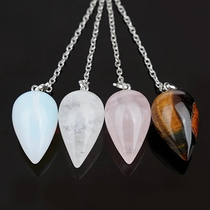 Caliente Reiki brujería péndulo espiritual cristal cuarzo rosa gota de agua colgante piedra Natural péndulo péndulos Wiccan herramientas - Product Image 1