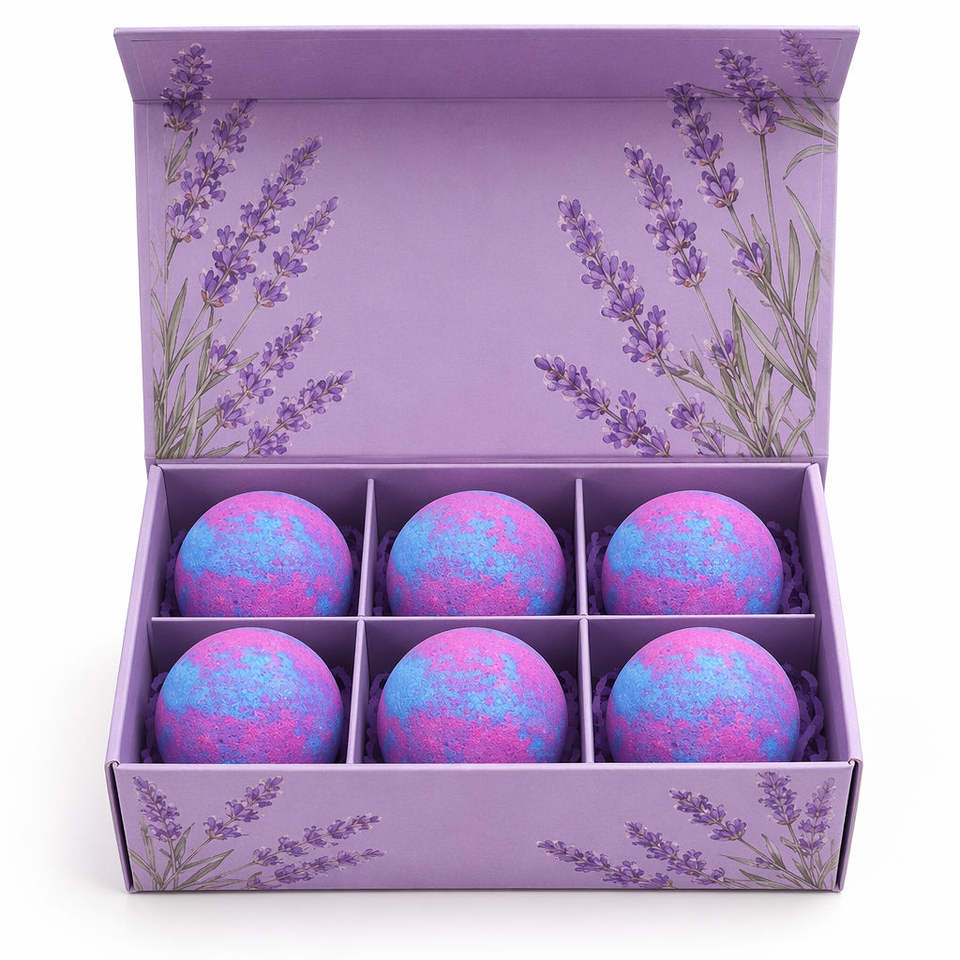 Natural Handmade Lavender Bath Bomb Fizzy Ball Set 6P Botanical ...