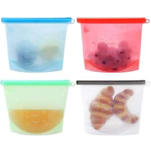 Sac de conservation alimentaire réutilisable en silicone de qualité alimentaire sans BPA avec fermeture éclair, sac de congélation en silicone avec fermeture éclair, récipient de stockage - Product Image 4