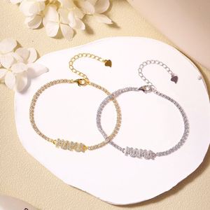 Dylam Adjustable Diamond 925 Silver Pregnant Women 5A Zircon 18K Gold Plated Tennis <b>Love</b> Mothers Day Gifts Charm Bracelets - Product Image 2