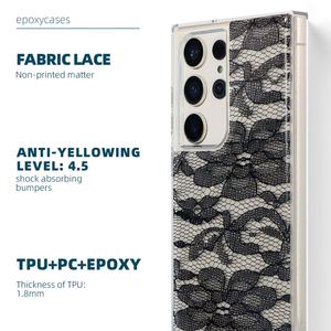 Funda de Tela para Teléfono Móvil para Samsung Galaxy S24 Ultra, Funda de TPU con Encaje para Samsung S22 Ultra, Funda Transparente Resistente a Golpes - Product Image 4