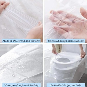 Couvre-siège de toilette en plastique adhésif jetable, tapis portable imperméable, coussin de sécurité <span class=keywords><strong>pour</strong></span> siège de toilette <span class=keywords><strong>pour</strong></span> les voyages/camping, salle de bain - Product Image 5