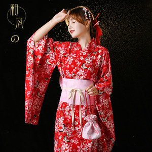 Femmes chaudes en gros Long coton <span class=keywords><strong>japonais</strong></span> <span class=keywords><strong>traditionnel</strong></span> cour Sakura imprimé fleuri été femmes Yukata robe pour Ryokan - Product Image 1