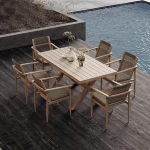 Các Nhà Sản Xuất Bán Buôn Cũ Tếch Mây Ngoài Trời Bàn Và Ghế Nắng Sân Biệt Thự Vườn Bảng Và Ghế - Product Image 1