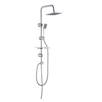 Système de douche carré avec pommeau de pluie, barre coulissante réglable et douchette à main pour la rénovation quotidienne de la salle de bain domestique