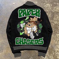 Veste bomber universitaire pour homme de haute qualité, style baseball, hip-hop, écologique, coupe-vent, avec patchs brodés en chenille personnalisés