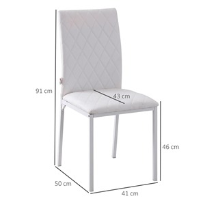 HOMCOM Lot de 4 chaises rembourrées avec revêtement en similicuir, 41x50x91cm-Blanc - Product Image 2