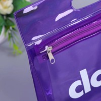 Pochette cosmétique transparente en PVC de couleur bonbon avec logo personnalisé, pour le soin de la peau, le rangement de maillots de bain, fermeture éclair, sac à maquillage
