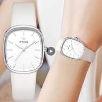 WWOOR 8881 Original Montres-bracelets pour femmes Classiques Bracelet en cuir Étanche Marque de luxe à la mode Montre élégante à quartz
