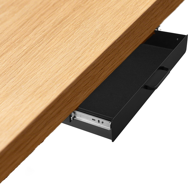 JH-Mech Under Desk Drawer with Cable Manager Holes 22" Width 11 Lbs Durable Capacity Black Steel Under Desk Drawer Organizer