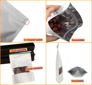 Sacs en papier kraft recyclables en gros avec fermeture éclair, personnalisables, de qualité alimentaire, avec fenêtre transparente - Product Image 2
