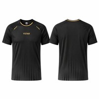 Conjunto de Uniforme de Fútbol Sublimado Negro y Dorado Personalizado al por Mayor, 100% Poliéster Transpirable, con Logotipo YSTAR OEM