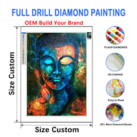 Vente directe usine : Kit de broderie diamant 5D personnalisable DIY Bouddha religieux pour adultes, décoration de chambre à coucher