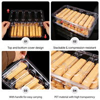 Boîte à biscuits en plastique PET transparente en gros, conteneur alimentaire jetable multi-compartiments pour boulangerie et snacks