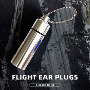 Bouchons d'oreilles réutilisables de qualité supérieure à pression pour l'avion, pour adultes et enfants, certifiés CE SNR32dB, en silicone avec étui en aluminium - Product Image 2