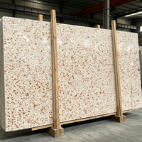 Dalle de terrazzo beige rose, pierre de terrazzo artificielle, grande tuile de terrazzo pour sol, mur et décoration intérieure