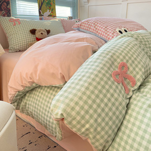 Bộ ga giường phong cách công chúa phong cách Ins Bộ Ga trải giường lãng mạn Ga Trải Giường lãng mạn Ga Trải Giường với vỏ gối 4 cái - Product Image 4