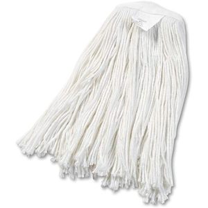 Cabezal de Mopa de Rayón Blanco con Extremos Cortados Boardwalk BWK2020REA, Diseño Rectangular con Cesta de Plástico y Mango para Limpieza de Pisos Planos - Product Image 1