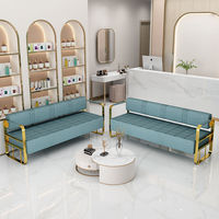 Mobiliario Dorado para Salón de Belleza y Barbería Silla de Espera Sofá de Espera de Alta Calidad