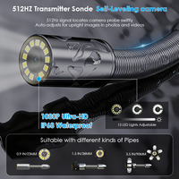 Cámara de Inspección de Alcantarillado con Pantalla Táctil HD 1080P de 10.1 Pulgadas, Contador de Metros, Transmisor de 512 Hz, Localizador Autonivelante, Cable de 5 mm, DVR de 16 GB