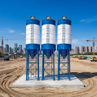Silo à ciment vertical à prix d'usine, avec capuchon bleu et fond conique, doté d'une vanne de décharge pour centrale à béton
