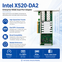 Carte réseau Intel X520-DA2 10GbE à double port SFP+, 82599ES PCIe2.0 *8, carte réseau serveur, prise en charge de la virtualisation SR-IOV FCoE