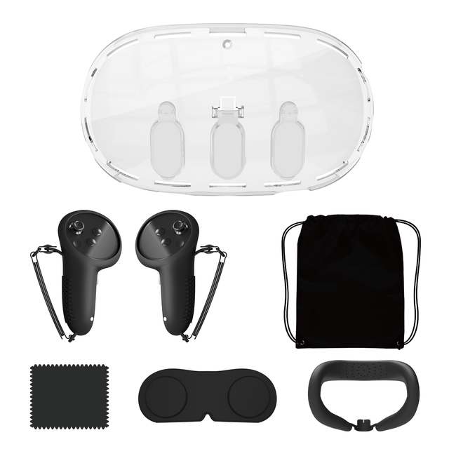 6-in-1 VR Protective Kit for Quest 3 - Shockproof Silicone Cover Set with Face Pad & Cleaning Cloth