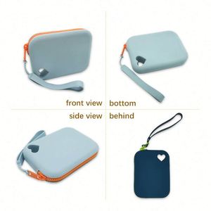 Silicone Zipper Water Resistant Eco-Friendly Unisex Coin Purse & Makeup Bag With <b>Wrist</b> <b>Strap</b> Mini Size Daily Use - Product Image 5