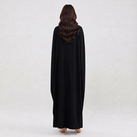 Abaya noire à col haut et manches chauve-souris Lignes Black Dubai pour femmes musulmanes, tenue décontractée quotidienne