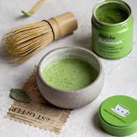 Usine en stock Rond Vide Mat Finition Matcha Peut Étain De Qualité Alimentaire 30 g 60x60 Poudre Matcha De Qualité Personnalisée Japon Étain avec Couvercle