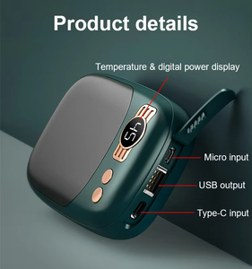 Calentador de manos ABS portátil ultradelgado, calentador LED inteligente con piedra caliente, bancos de energía de bolsillo, electrodomésticos inteligentes - Product Image 2