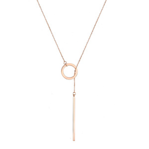 SC Lariat Drop Zarte Choker-Halskette Edelstahl-Halskette Lange Dünne Kette mit Scheiben-Anhänger Goldene Halsketten für Frauen - Product Image 4